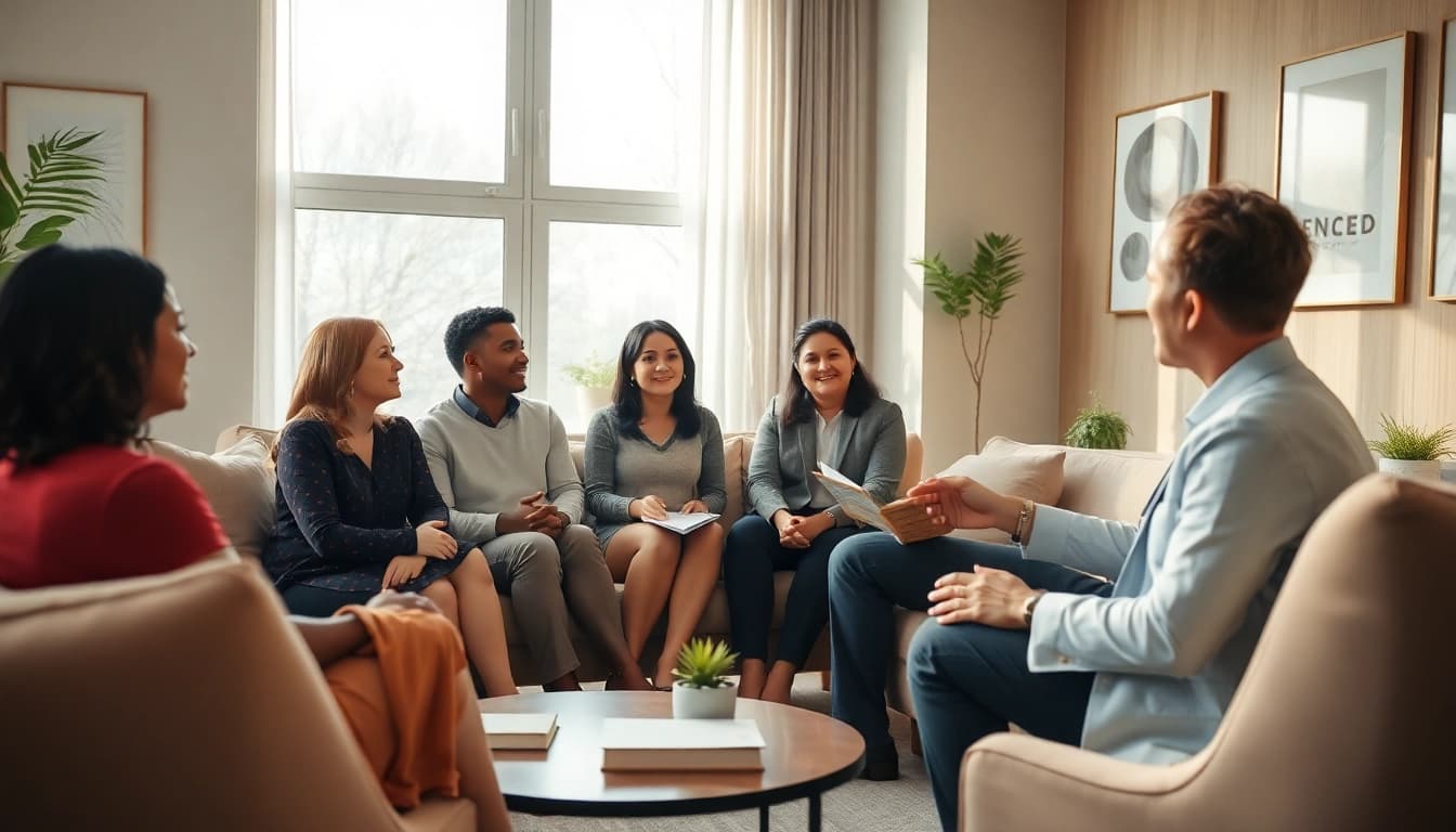 Empathic therapist providing Counselling Services in a relaxing setting with warm tones.
