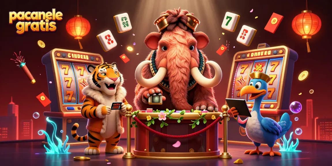 Joacă păcănele gratis într-o scenă vibrantă cu personaje dintr-un cazinou cartoon