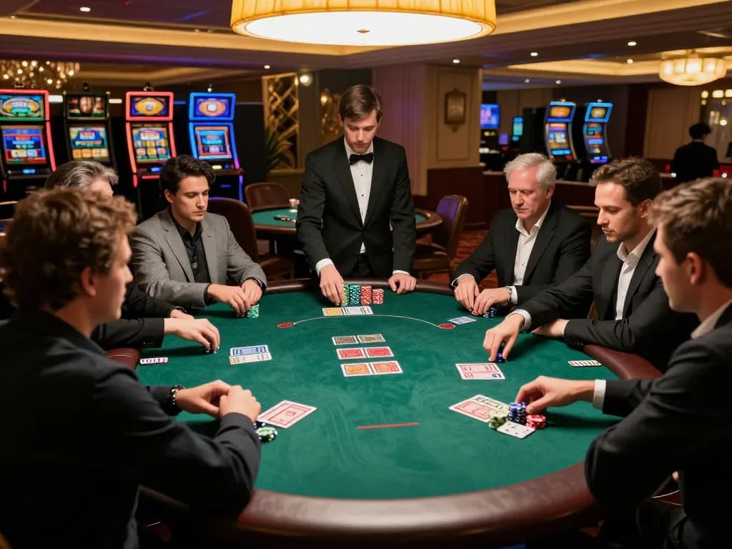 Players strategizing in an upscale poker game scene showcasing the hidden wiki atmosphere and gameplay.