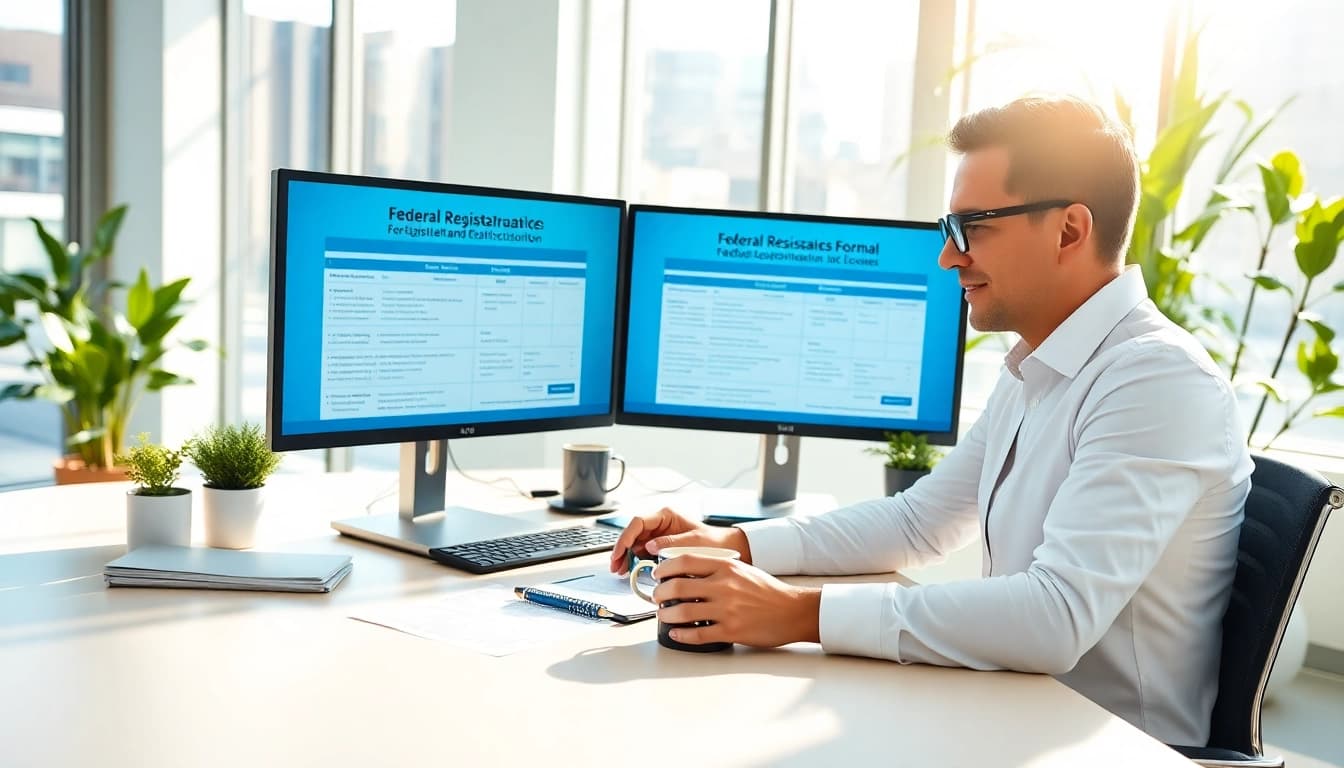 Gain insights into registration and certification in Federal databases through consulting in a modern office.