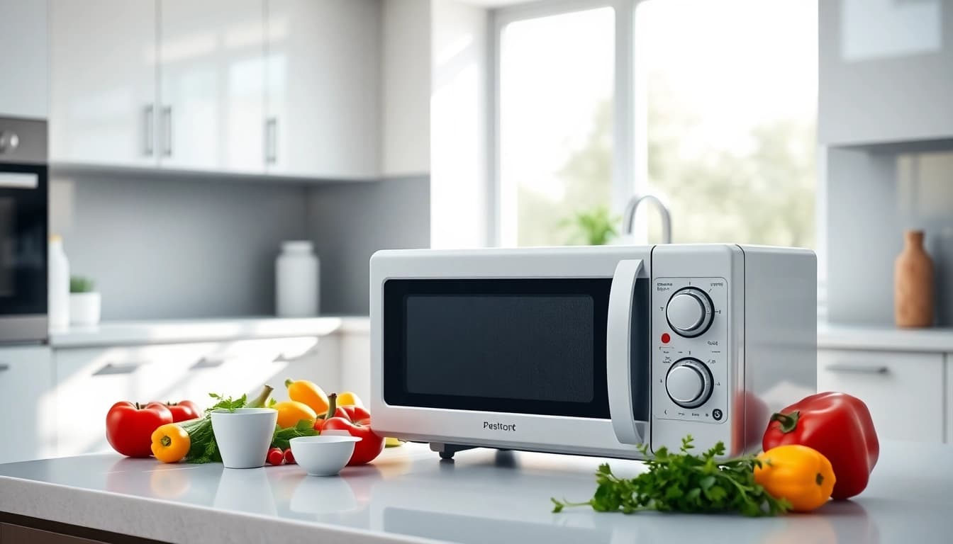 Engage in Microwave Oven Sales with a modern kitchen display featuring a sleek microwave oven.