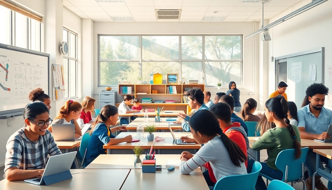 Dynamic classroom environment promoting education equity and innovation with engaging students.