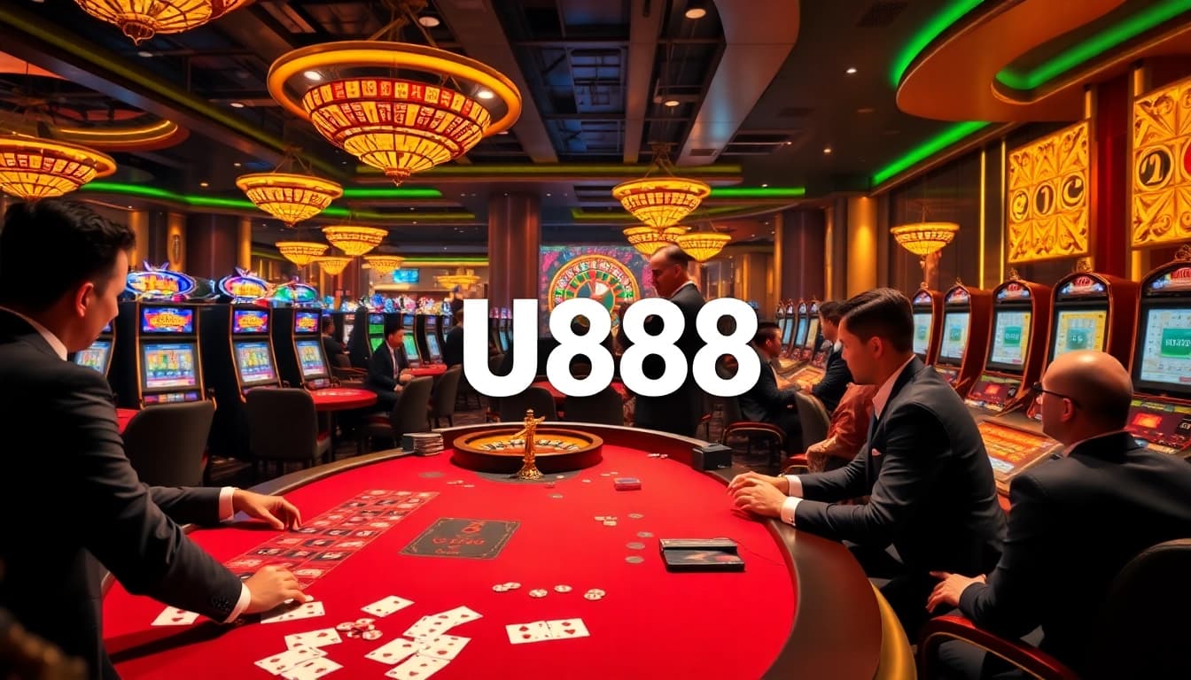 Players engaging in high-stakes betting at U888 casino tables.