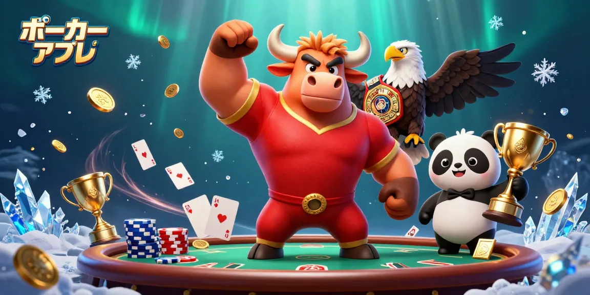 ポーカーアプリでの勝負を楽しむキャラクターたちのシーン、感動的な演出が魅力的。