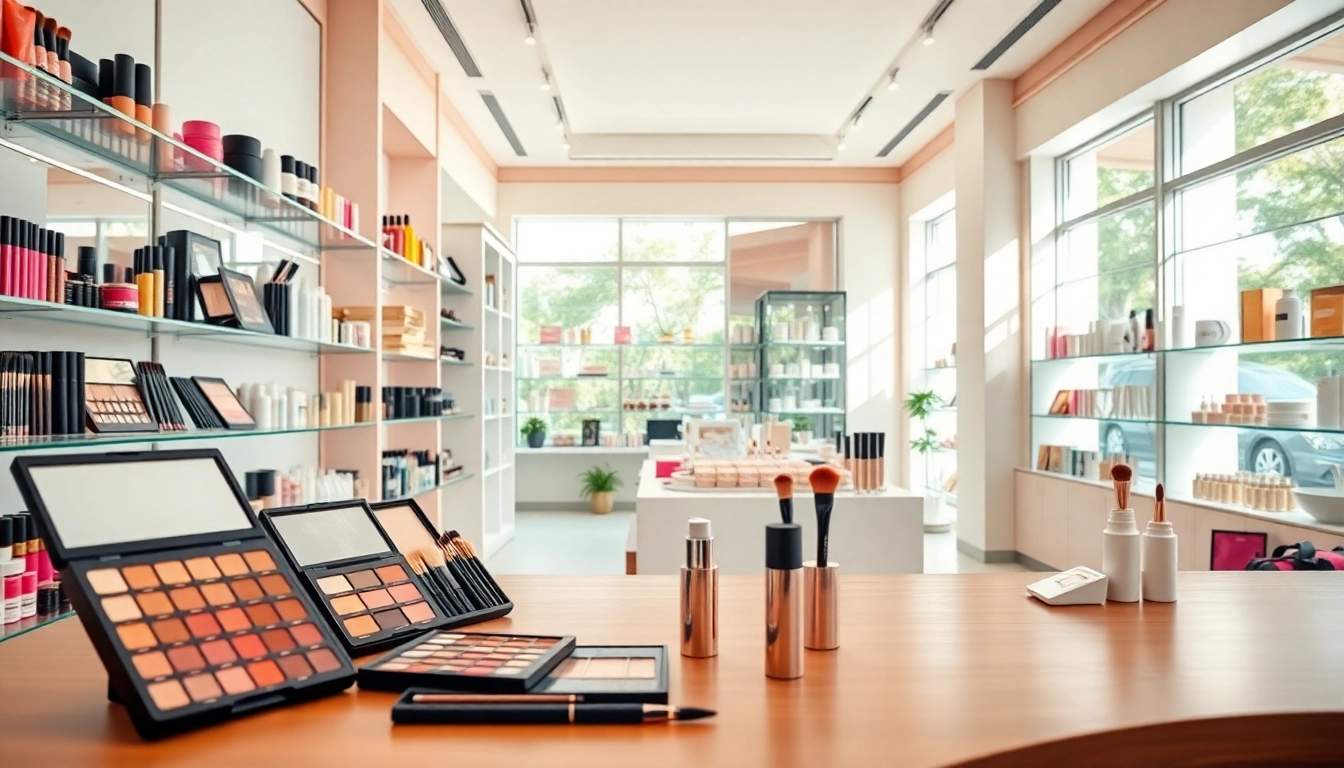 Explore wholesale makeup suppliers with high-quality products showcased in a professional beauty store.