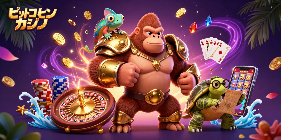 ビットコインカジノで楽しむ姿、3Dキャラクターがカジノの興奮を表現