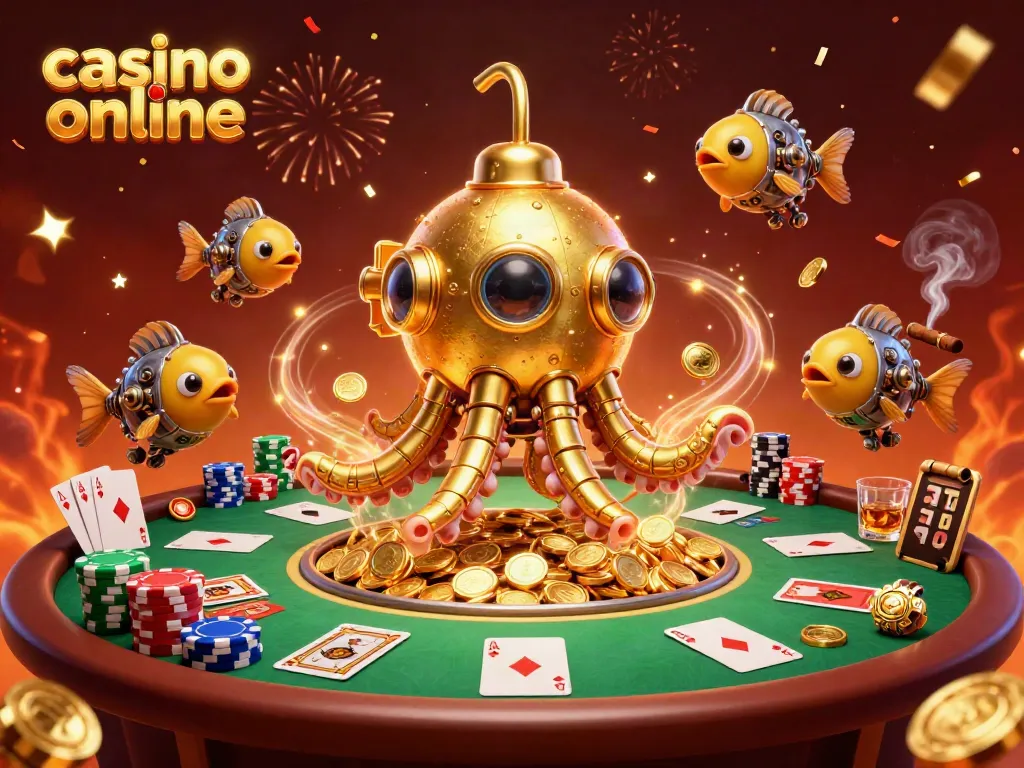 Juega en un casino online, descubre el kraken dorado y las cartas de póker en un mundo lleno de emoción.