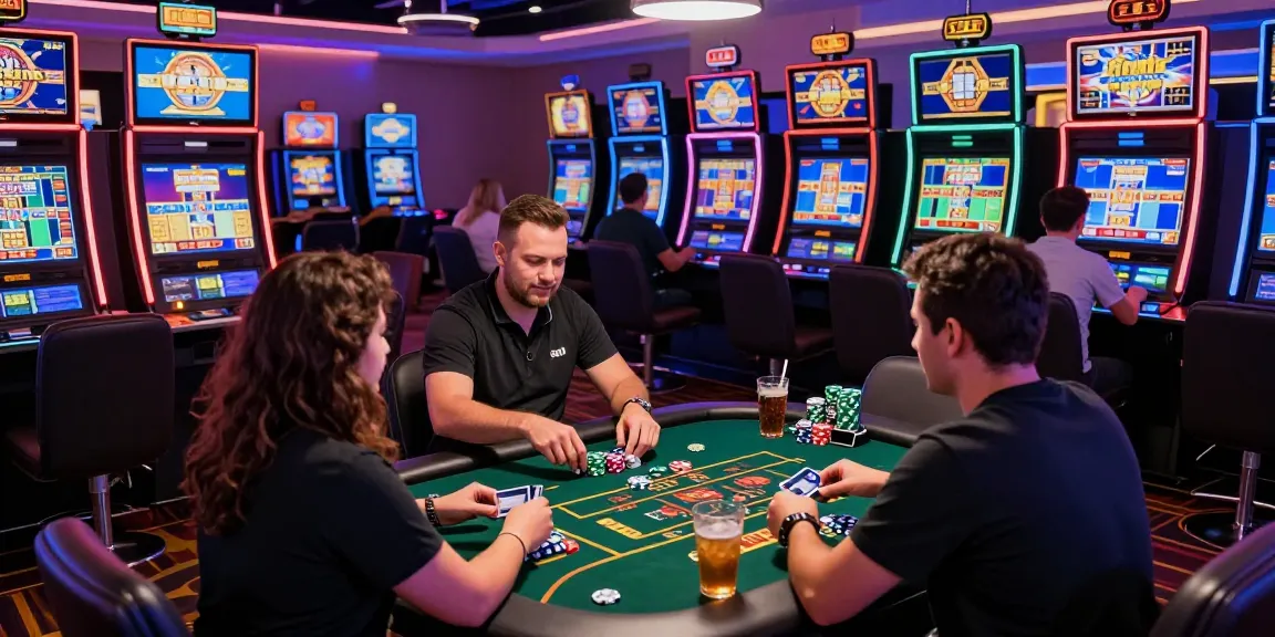 Exciting scene at a credit card casino showcasing players at high-tech gaming stations engaging with Visa and Mastercard, vibrant ambiance of https://brcs.co.uk.