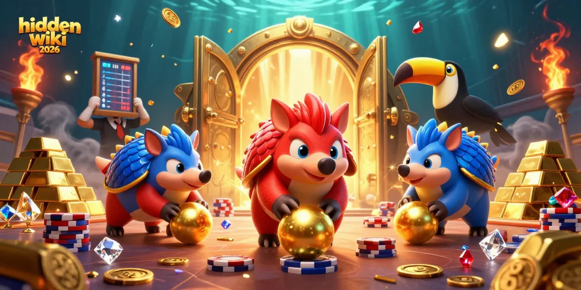 Engaging action with the hidden wiki 2026 as pangolins enjoy a vibrant casino environment filled with gold.