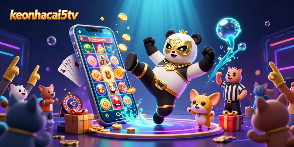Engaging scene of keonhacai5tv with panda and chihuahua in a vibrant casino setting, showcasing excitement.