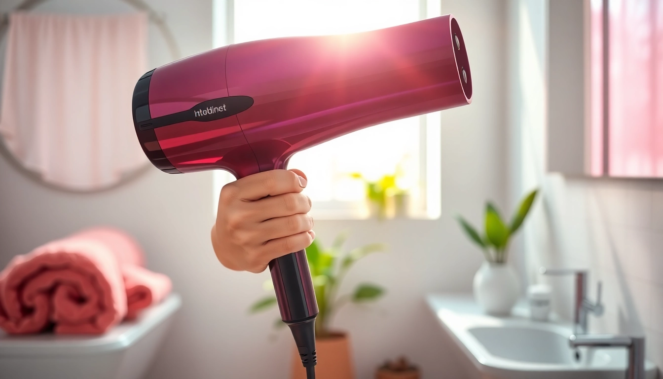 Styling with an ionic hair dryer for smooth, sleek hair finish.