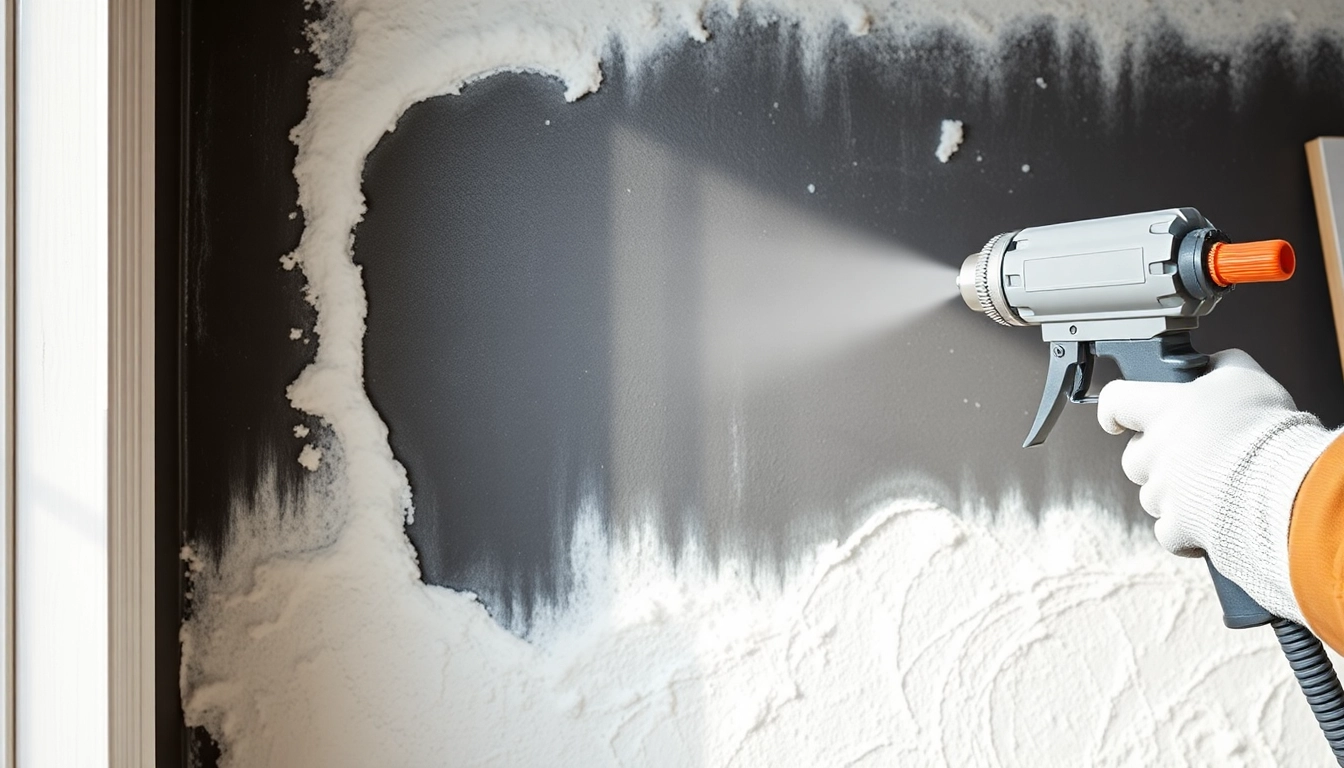 Visual representation of spray foam causing damp on a wall, showcasing insulation application.