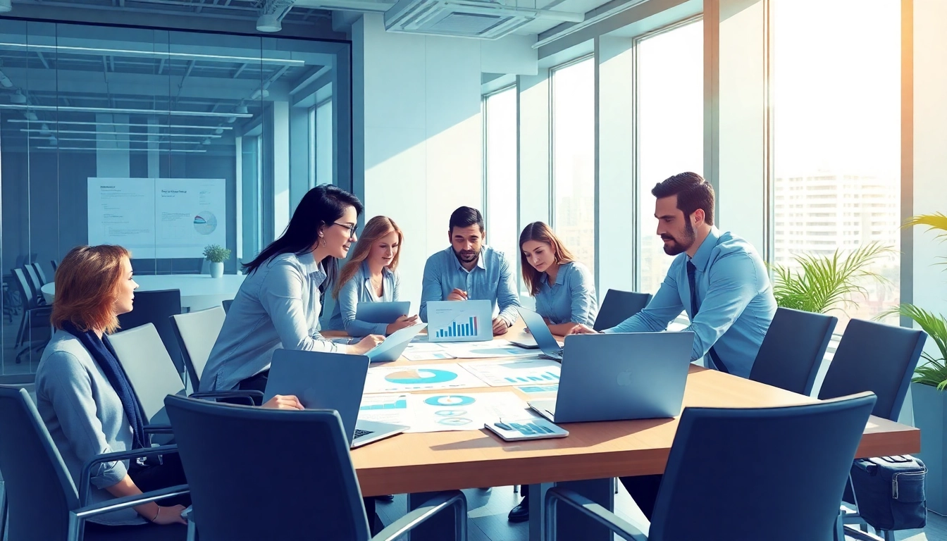 Strategists discussing competitor pricing strategies in a modern office