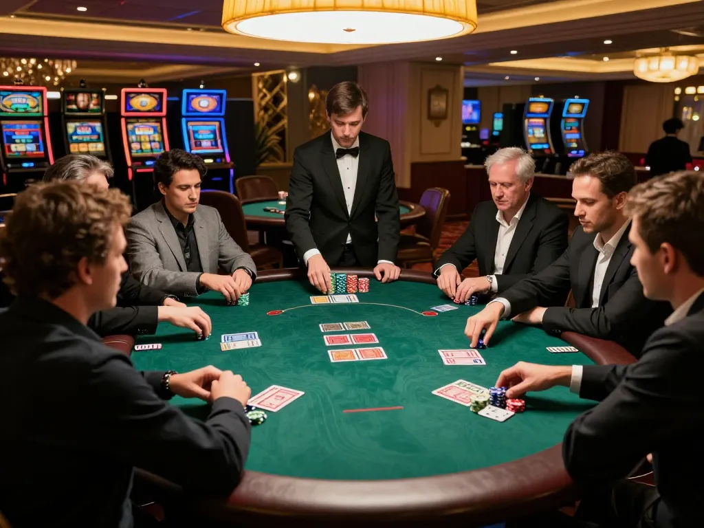 Players strategizing in an upscale poker game scene showcasing the hidden wiki atmosphere and gameplay.