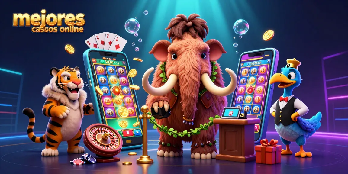 Los mejores casinos online presentan una escena vibrante con un mamut bouncer y un tigre VIP.
