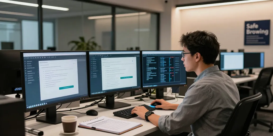 IT expert at shs-dome5.com ensuring secure browsing through multiple screens and security protocols.