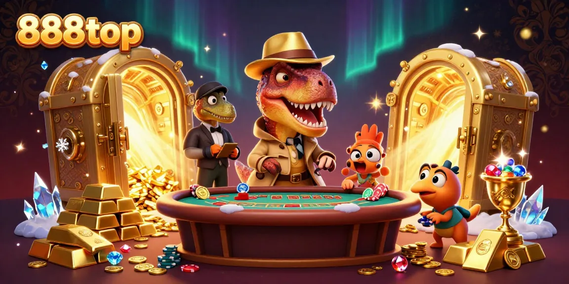 Experience thrilling gaming at 888top with a cartoon velociraptor at blackjack, a stegosaurus pit boss, and hidden treasures.