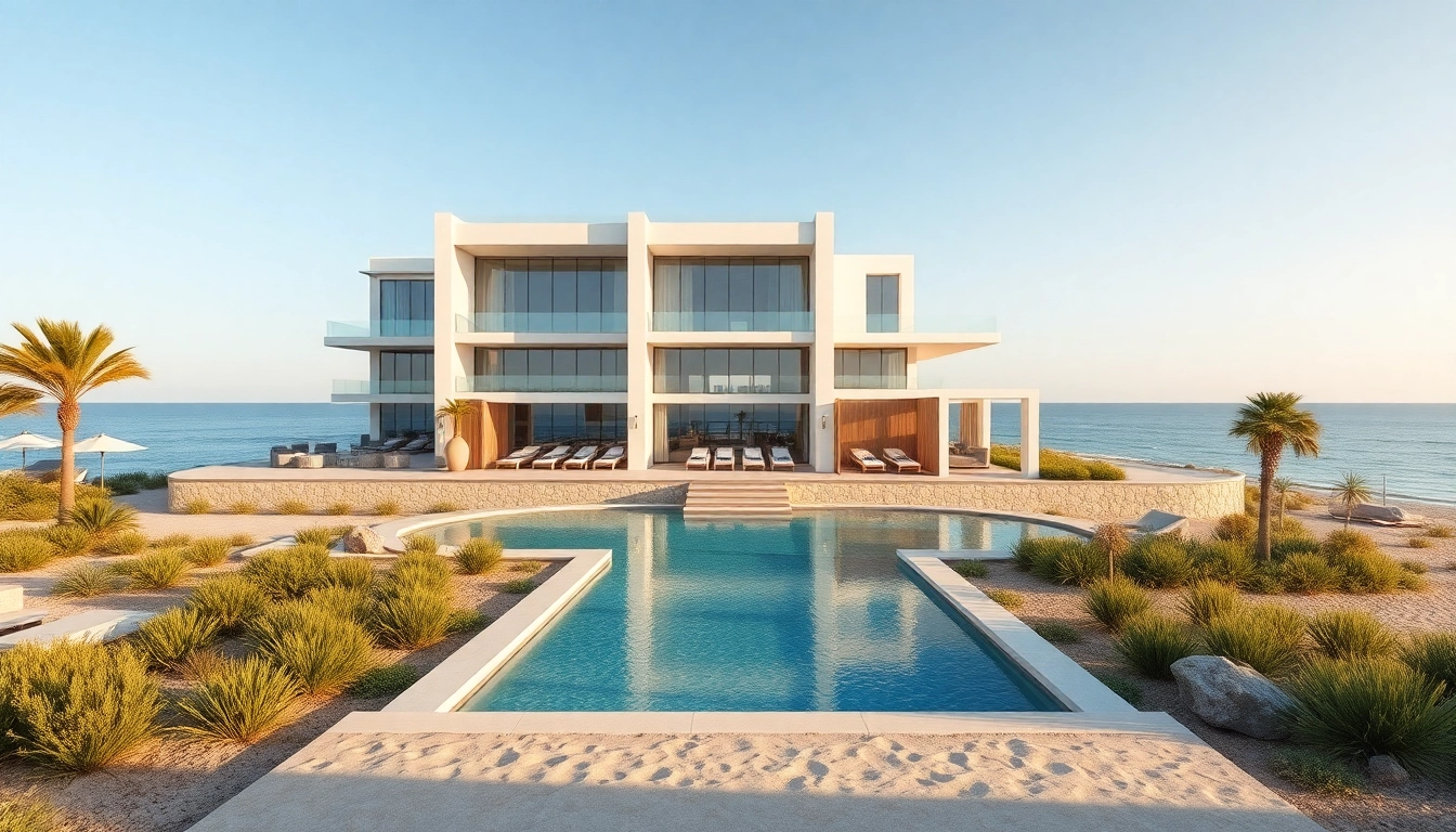 Showcasing Orleans Cape, a stunning beachfront architectural marvel with lush gardens.