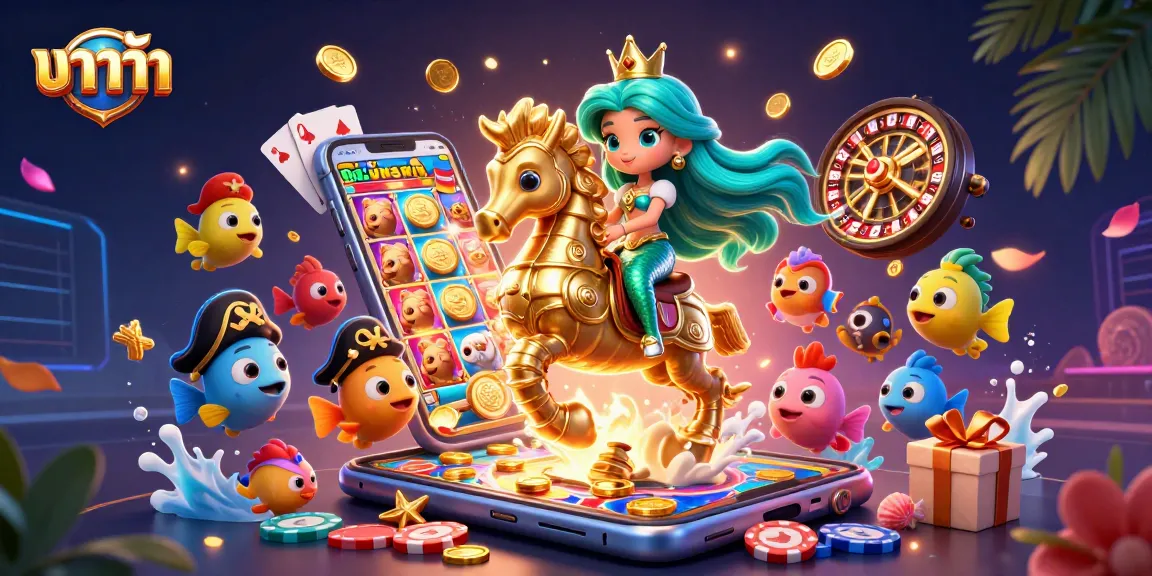 Experience thrilling baccarat action with vibrant casino elements and the enchanting mermaid character.