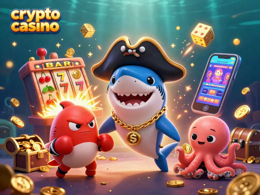 Gioca nel miglior crypto casino con il pesce palla e il squalo mentre raccolgono monete d'oro.