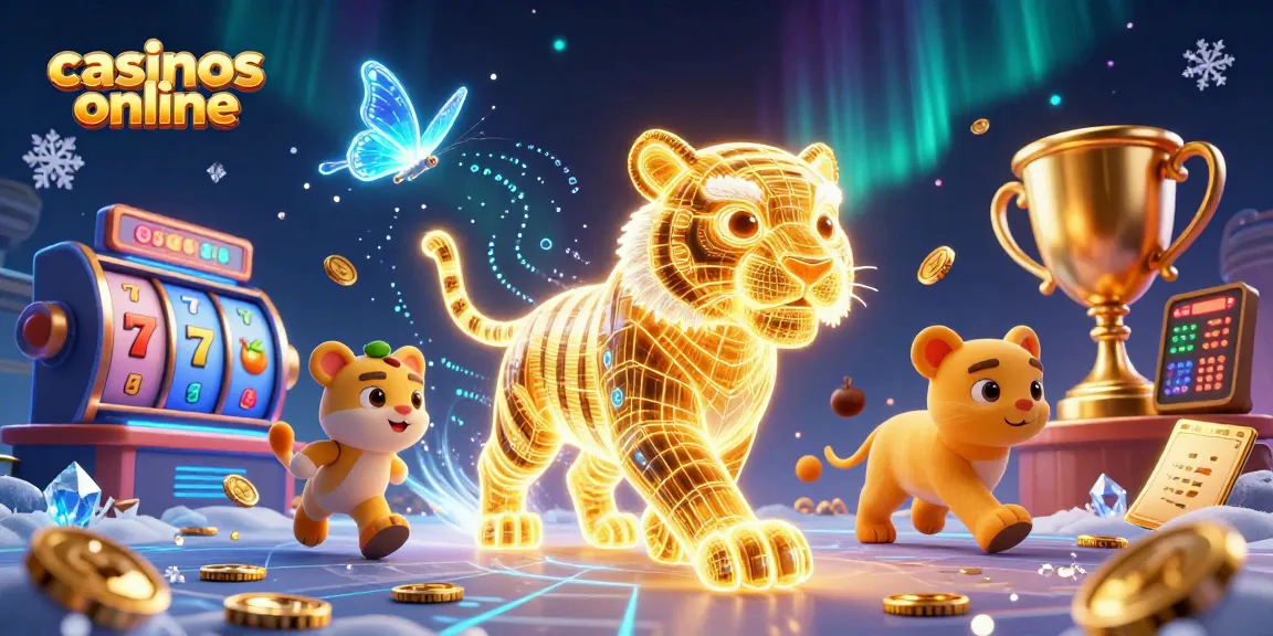 Disfruta de la emoción de los casinos online con tragamonedas dinámicas y un tigre dorado en un entorno digital.