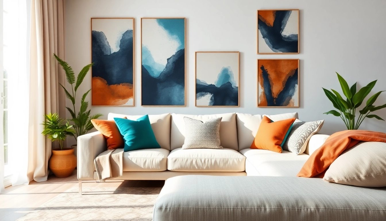 Verken moderne canvas stoffen in stijlvol interieur met creatieve wanddecoratie.