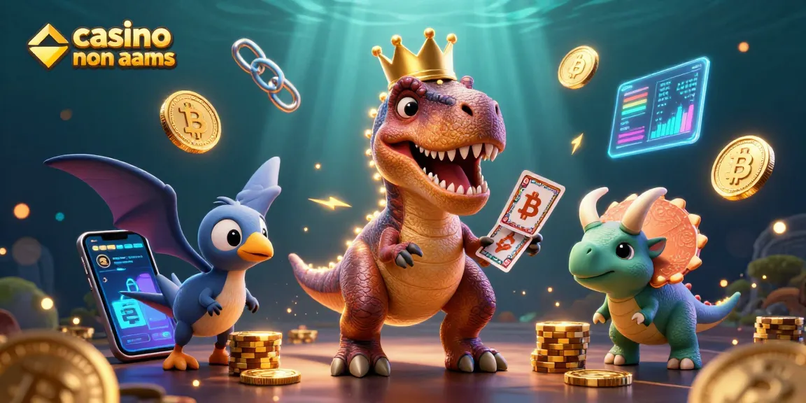 Giocare nei casino non AAMS mentre il T-Rex tenta di mescolare carte e un triceratops impila fiches d'oro.