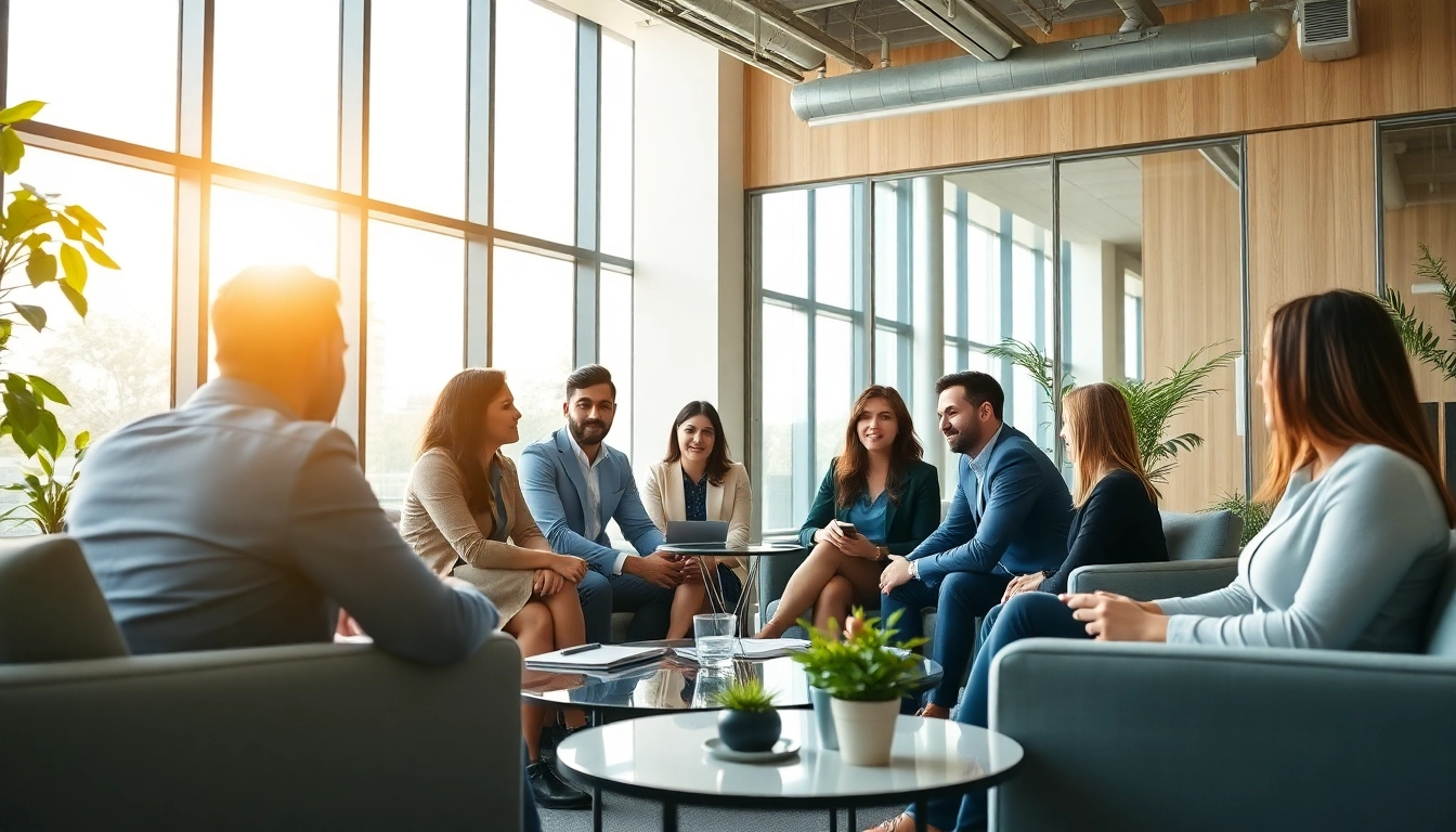 Debt collection uk professionals collaborating in a modern office setting.