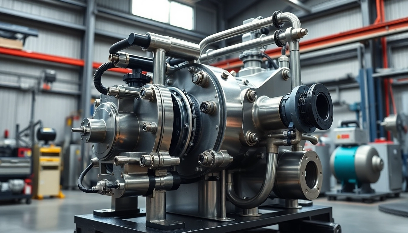 Explore fluid power systems in a professional workshop setting featuring intricate hydraulic pumps.