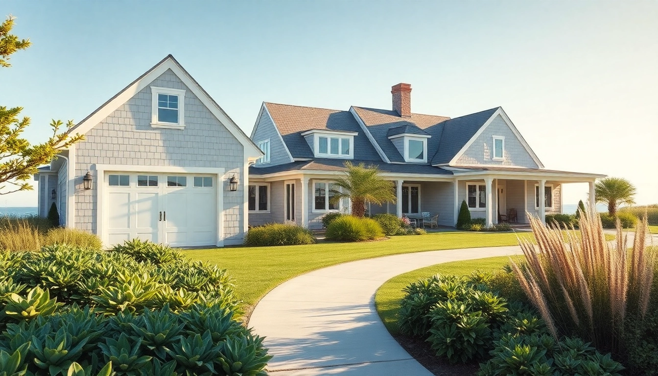 Modern cape cod home addition with an elegant attached garage showcasing coastal charm.