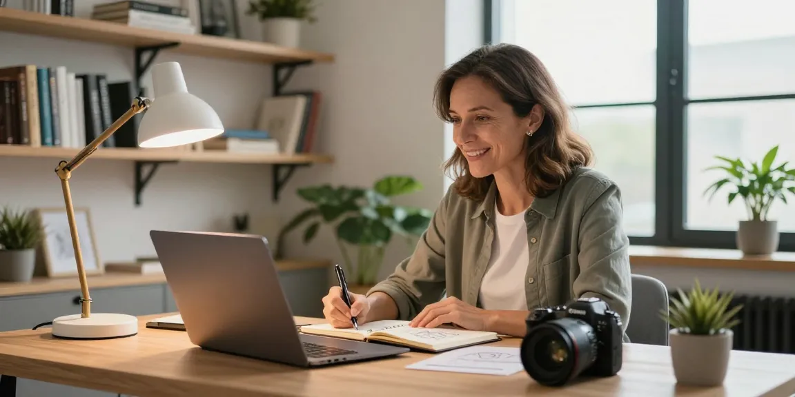 Self-employed contractor engaging in a video call, showcasing a modern home office.