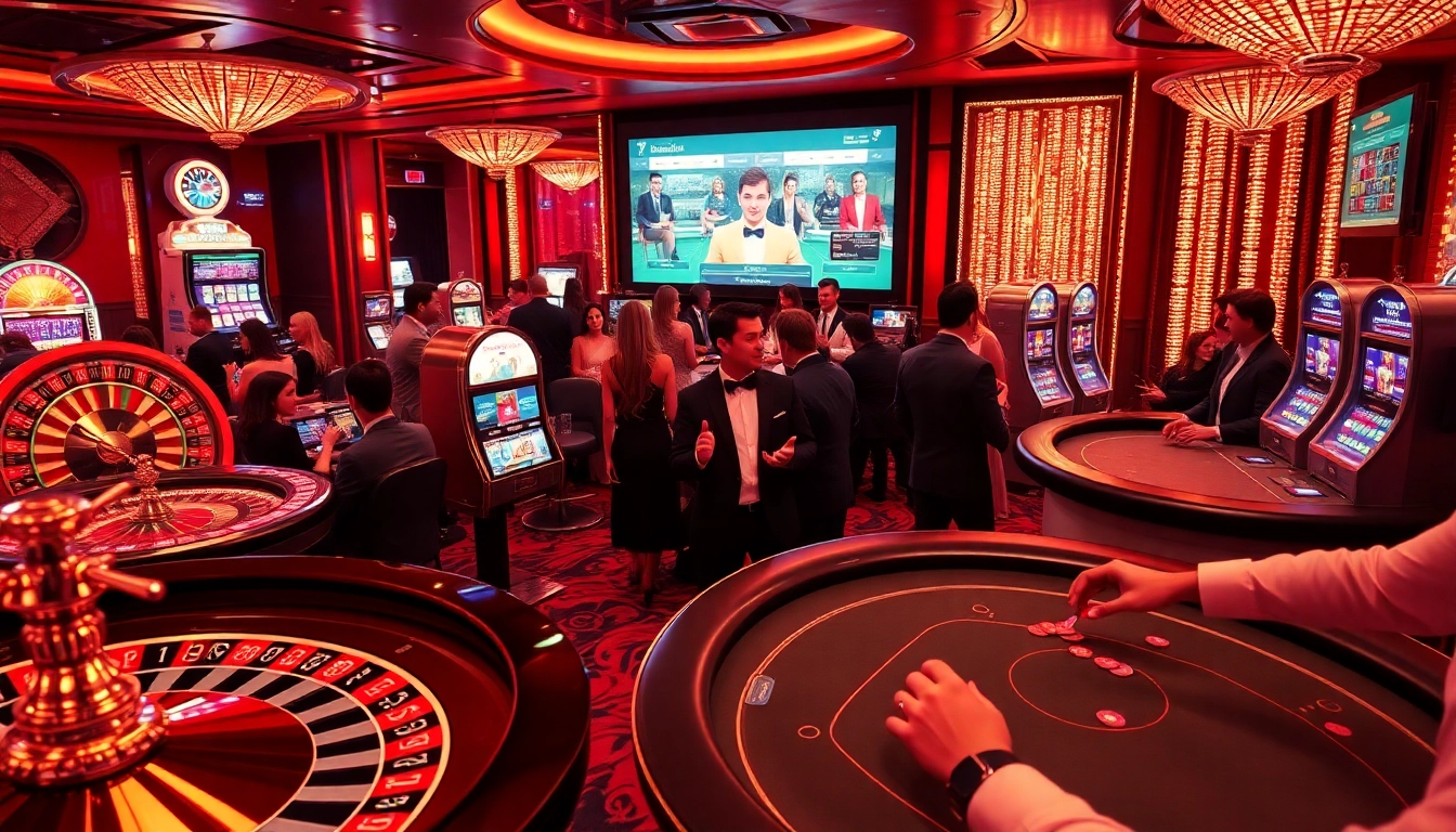 Vivez l'excitation du casino en ligne Français 2026 avec des scènes vibrantes de roulette et de machines à sous.