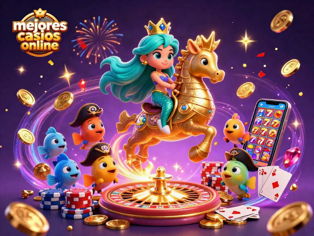 Sumérgete en los mejores casinos online con esta escena de juego rica en detalles y diversión.