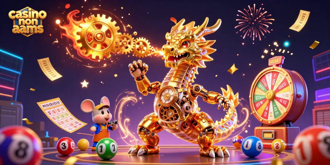 Giocando nei casino non AAMS con una sorprendente illustrazione di un drago dorato e elementi di gioco.