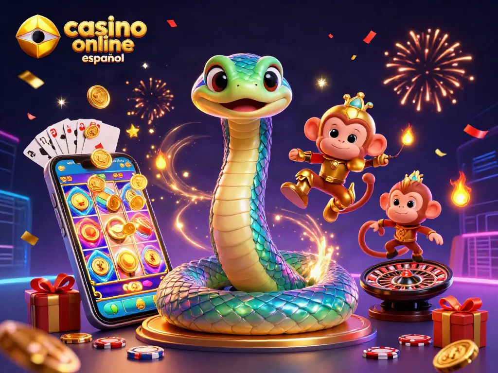 Disfruta de la experiencia del casino online español con esta ilustración vibrante de juegos y diversión.