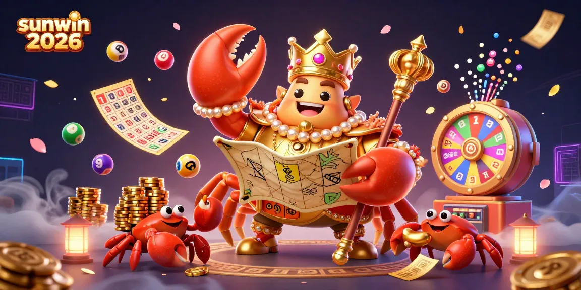 Experience the exciting world of sunwin 2026 with a golden crab emperor and vibrant casino elements.