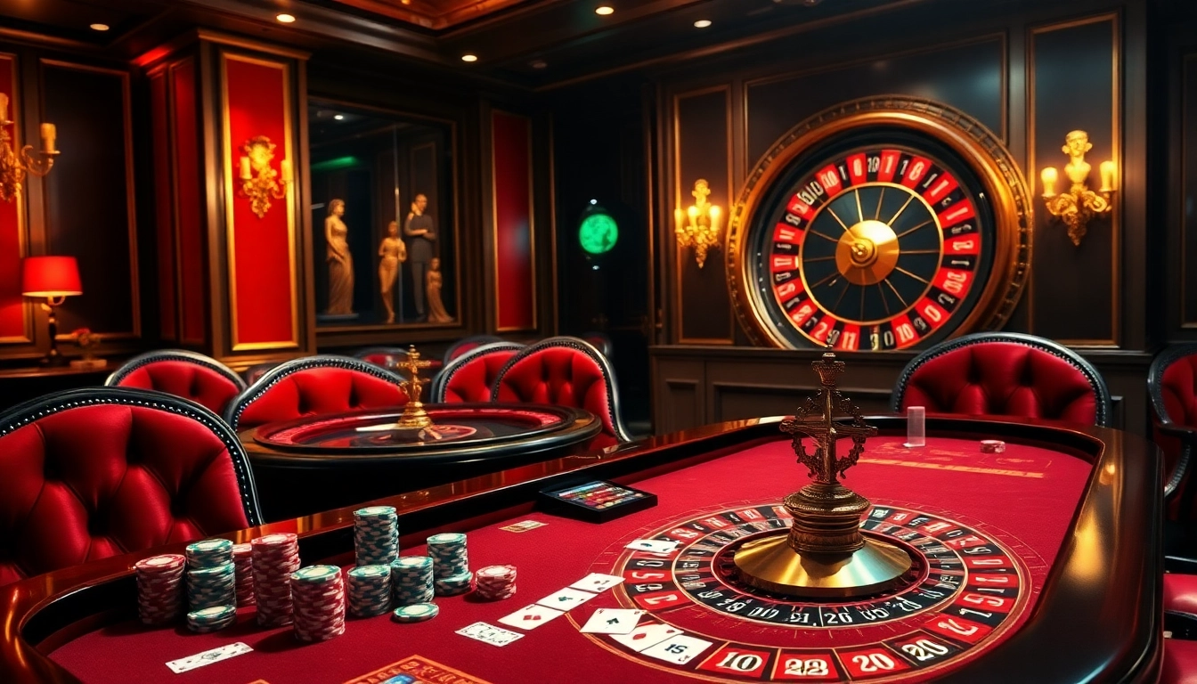 Découvrez l'excitation avec une scène animée de table de casino mettant en avant des jetons et des cartes, soulignant le casino en ligne Français 2026.