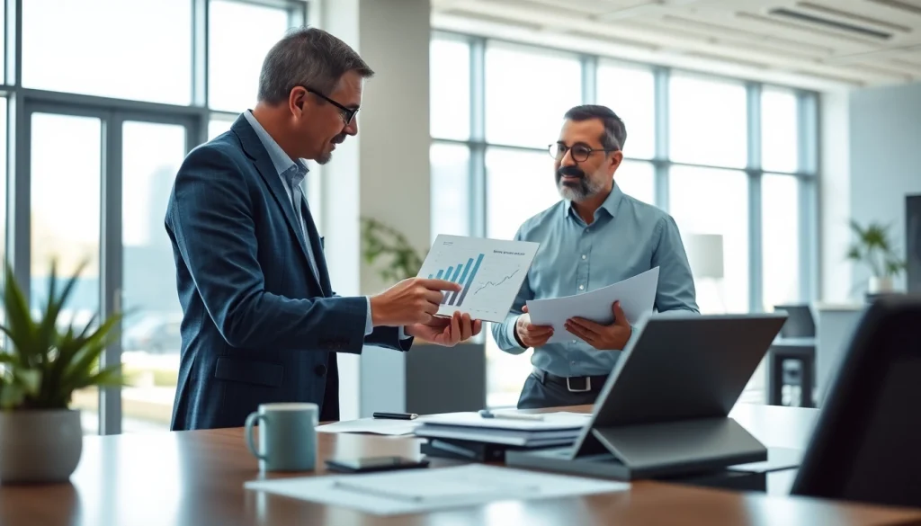 Engaging financial advisor discusses retirement planning for business owners San Antonio in a modern office.