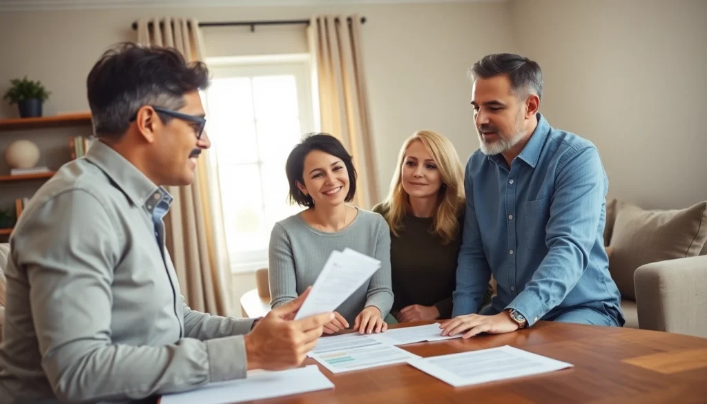 Discussing life insurance options with a professional in a warm office environment.