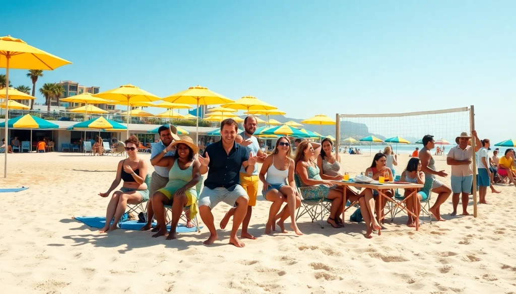 Group enjoying diverse activities on a beach, embodying Living in Cabo as an expat experience.