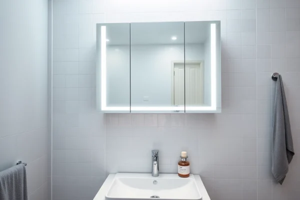 Ändern Sie den sonni Spiegelschrank im modernen Badezimmerstil mit eleganter Beleuchtung.