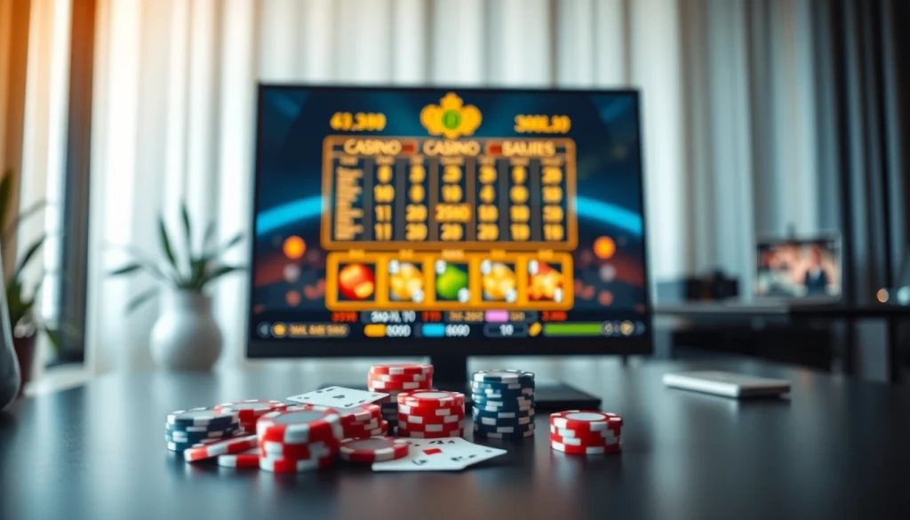 Engaging view of an online casino in South Carolina with gaming elements and a sophisticated setting.