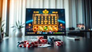 Engaging view of an online casino in South Carolina with gaming elements and a sophisticated setting.