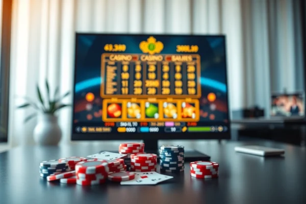 Engaging view of an online casino in South Carolina with gaming elements and a sophisticated setting.