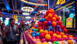 Menggembirakan pengalaman bermain plink slot dengan bola berwarna-warni yang jatuh dari piramida.