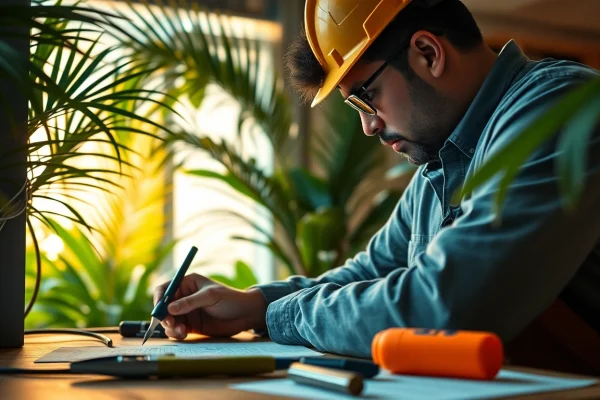 Engaged electrician apprenticeship hawaii apprentice working with tools in a tropical setting.