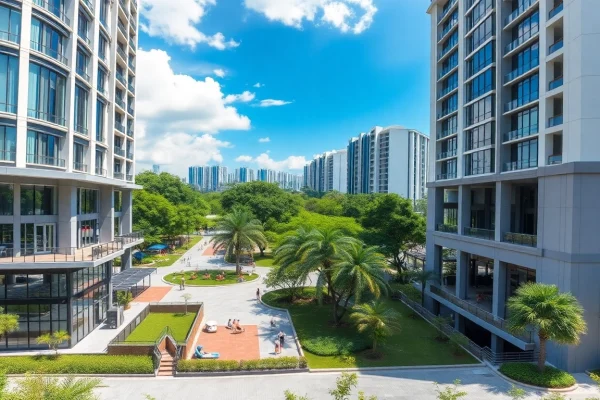 Discover the beautifully designed Tampines EC landscape featuring luxury condominiums and a vibrant community park.