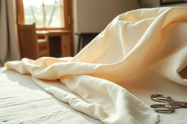 Linnen stof in warme, natuurlijke verlichting, perfect voor mode en interieur.