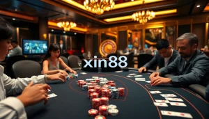 Experience the thrill of gaming at xin88 with vibrant poker chips and engaging players.