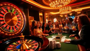 Experience the thrill of winning at hello88 with vibrant casino scenes and enthusiastic gamblers.